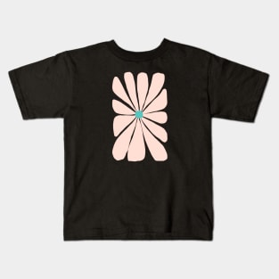 Pink, Teal Modern Flower Kids T-Shirt